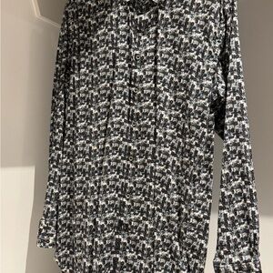 Men's Black and White Casual Button Down Shirt